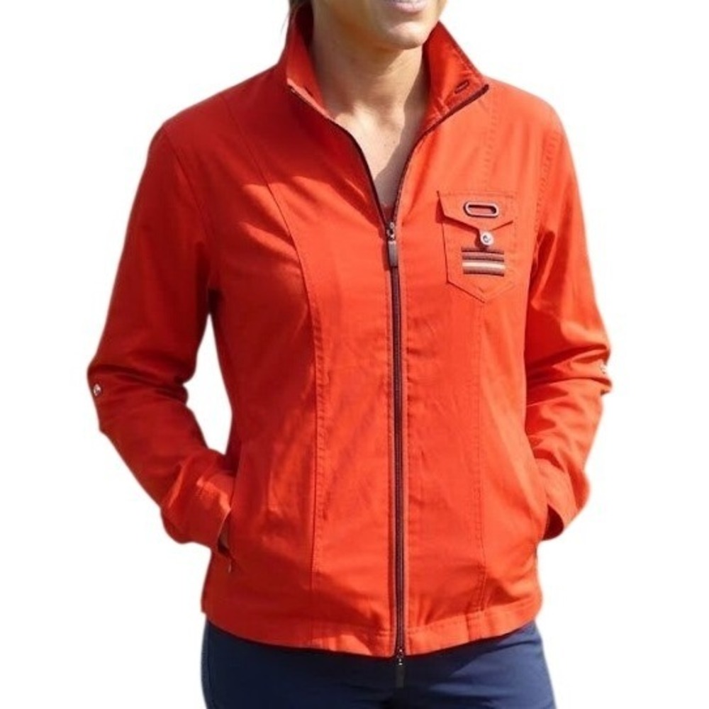 Jamie Sadock Full Zip Golf Jacket Mock Neck Orange Women Medium